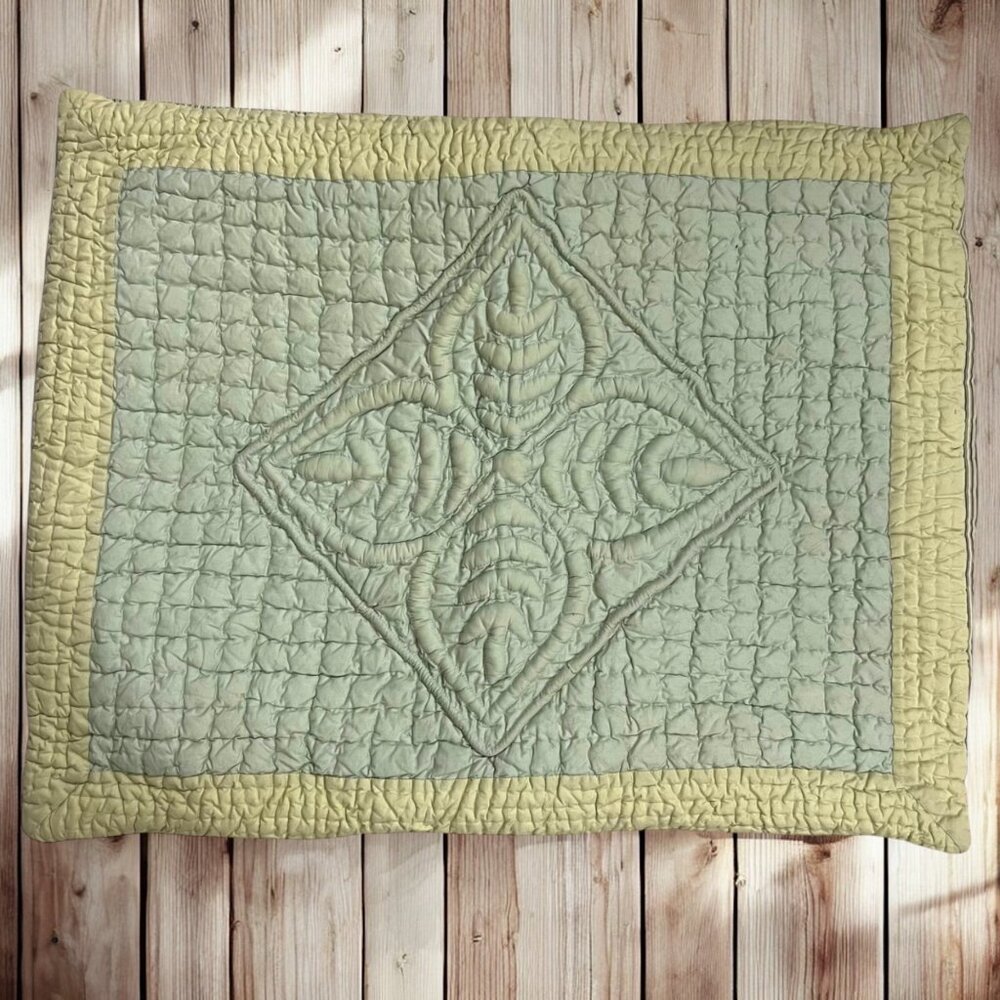 Eddie Bauer Quilted Cotton Rustic Pillow Sham Green Striped & Patterned‎ Accent